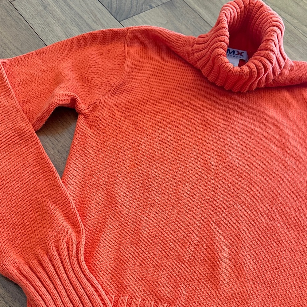 Vintage Club Monaco Vibrant Orange Turtleneck Sweater - Picture 3 of 4